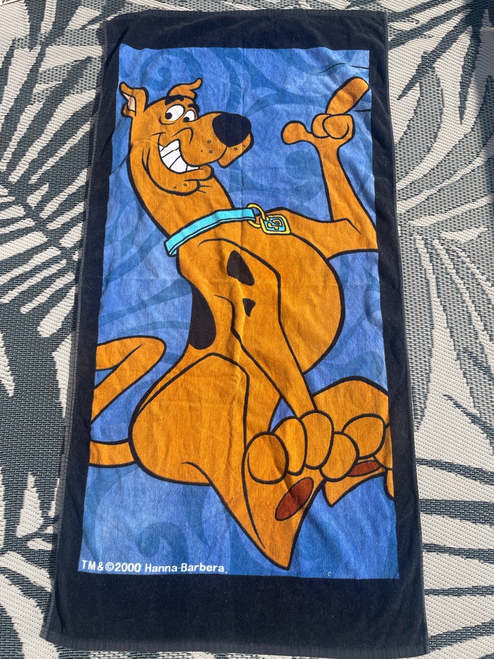 Scooby Doo Beach Towel Vintage 2000 Cartoon Network Hanna Barbera Cotton 58x29”